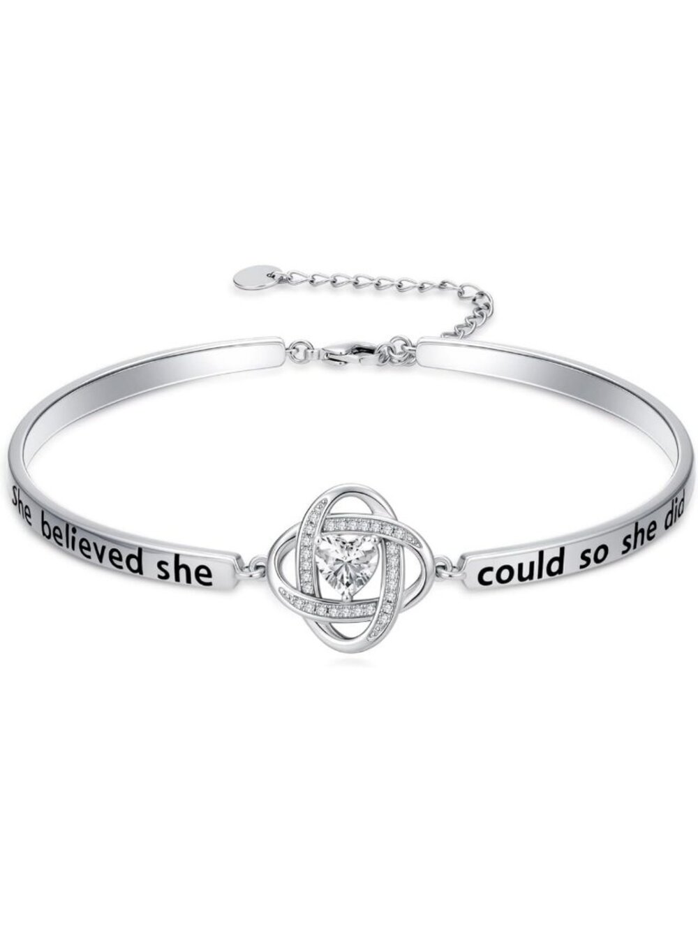 Personalized Engraved Heart Bracelets for Women - Sparkling Cubic Zirconia